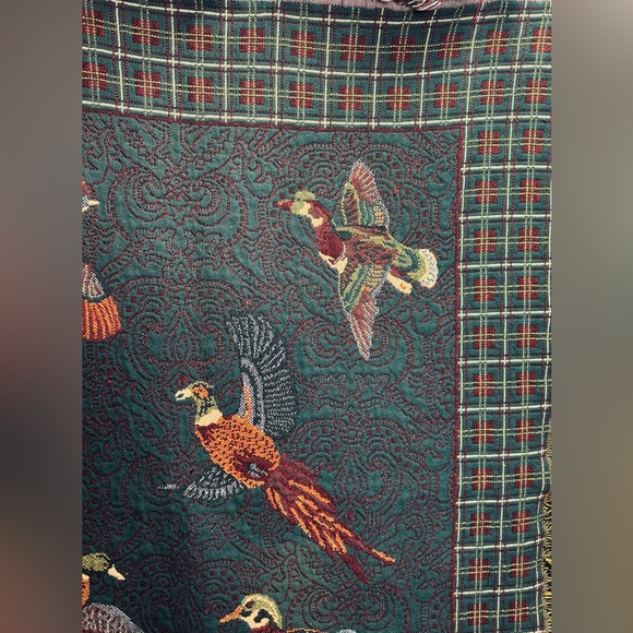 Goodwin Weavers Pheasants & Ducks Tapestry Woven Blanket made in the USA! VTG! - Picture 8 of 16